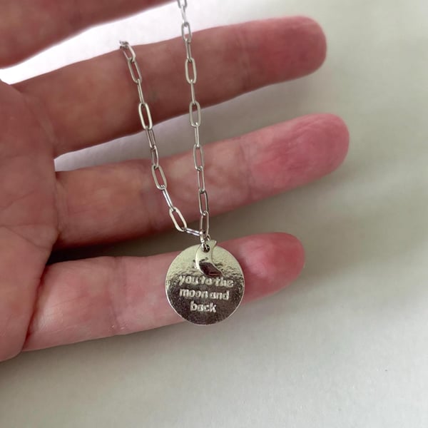 Love You to the Moon and Back Charm Bracelet, Paperclip Chain