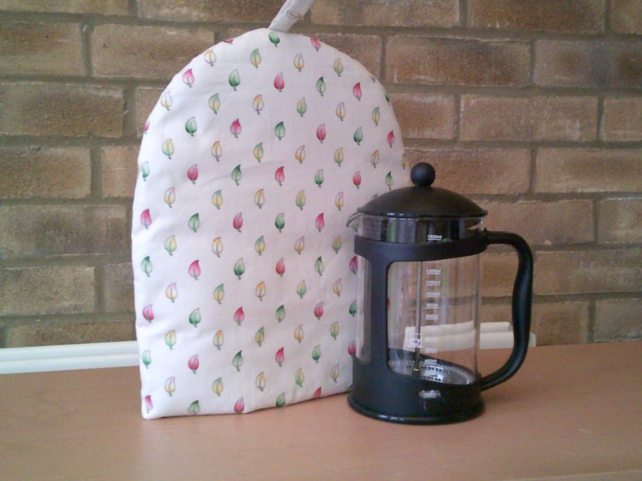 Cream with Coloured Leaves Extra Large Coffee Pot Cosy