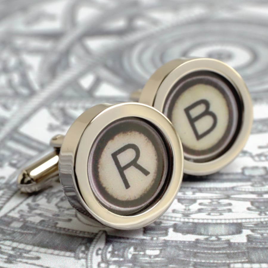 Typewriter Cufflinks Initial Monogram Typewriter Key Accessories Gift for Men