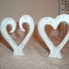 Shabby Chic pair of hearts wedding table decorations