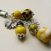 Black and Yellow Honey Bee and Sunflower Handbag Charm   KCJ1083