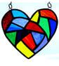Fat Patchwork Heart Suncatcher Rainbow Stained Glass Handmade  - Image 3