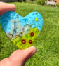 Standing Stones and Red Flowers Fused Glass Heart - Image 4