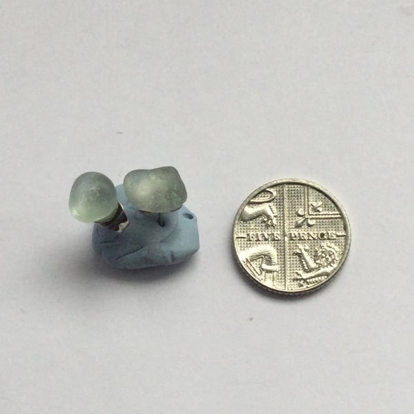 White seaglass stud earrings