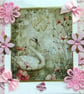White Swan Bird - Hand Crafted Decoupage Greeting Card - With Love - 3260