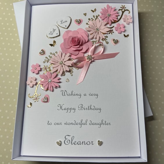 Personalised Birthday Mother’s Day Card Mum Wife Daughter Gift Boxed