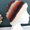  Sale  Beanie Hat Knitted in Autumn Colours  Fluffy Brim 