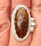 Suture Ammonite Fossil Ring Sterling Silver Adjustable Jewellery Gift Statement - Image 1