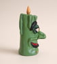 Spooky Green Fake Candle Character Hand Sculpted Air Dry Clay Ornament - Image 2