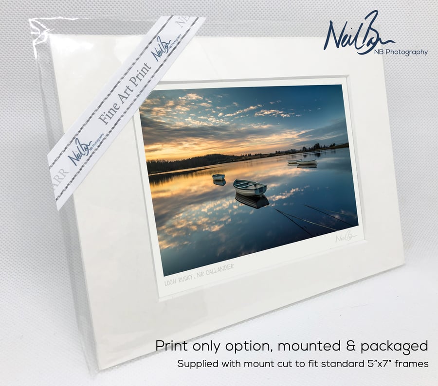 Fishing Boats Loch Rusky Callander Scotland - A6 (7" x 5") Unframed Print