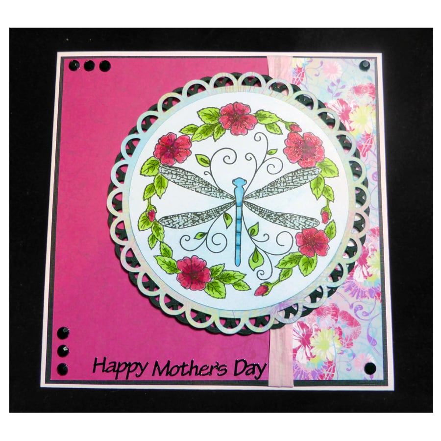 Vintage Lace Dragonfly Mother's Day Card (MD368)