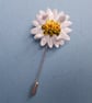 White Wild MARGUERITE DAISY PIN Wedding Lapel Flower Brooch HANDMADE HANDPAINTED - Image 1