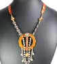 Upcycled Orange Vintage Buckle Necklace - Image 2