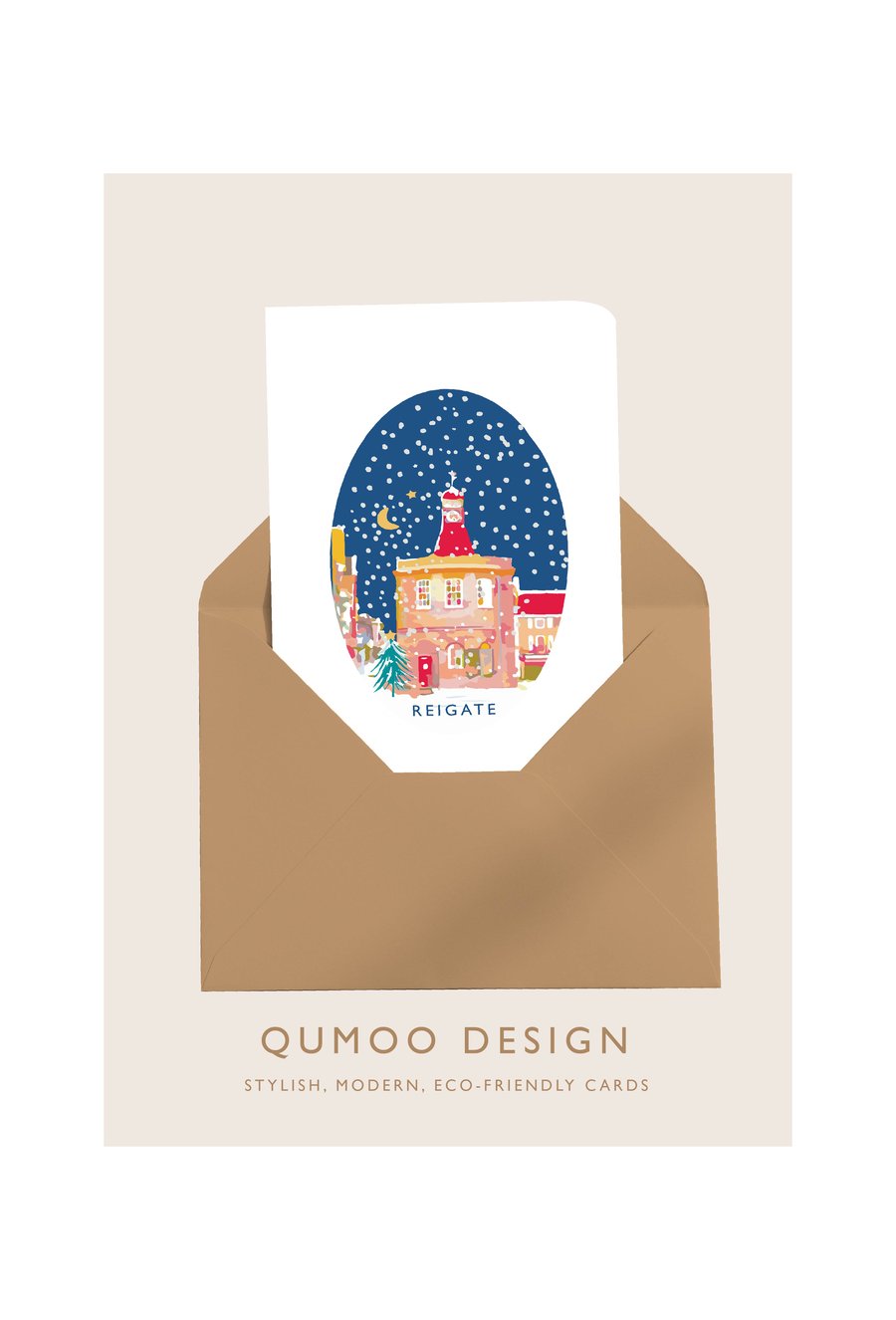 Christmas Card Reigate Old Town Hall Surrey (QM 256)