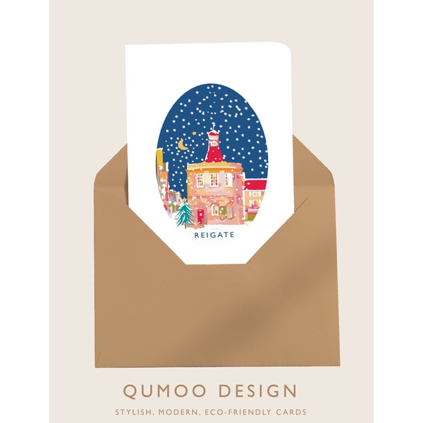 Christmas Card Reigate Old Town Hall Surrey (QM 256)