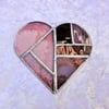 Stained Glass Heart Suncatcher - Pink  