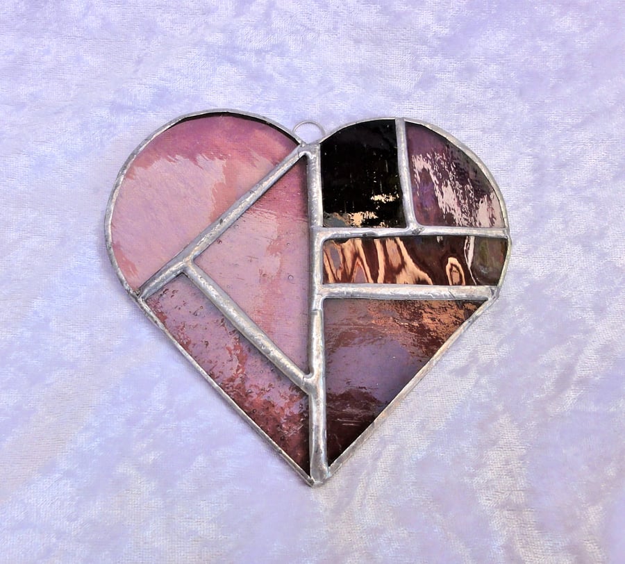 Stained Glass Heart Suncatcher - Pink  