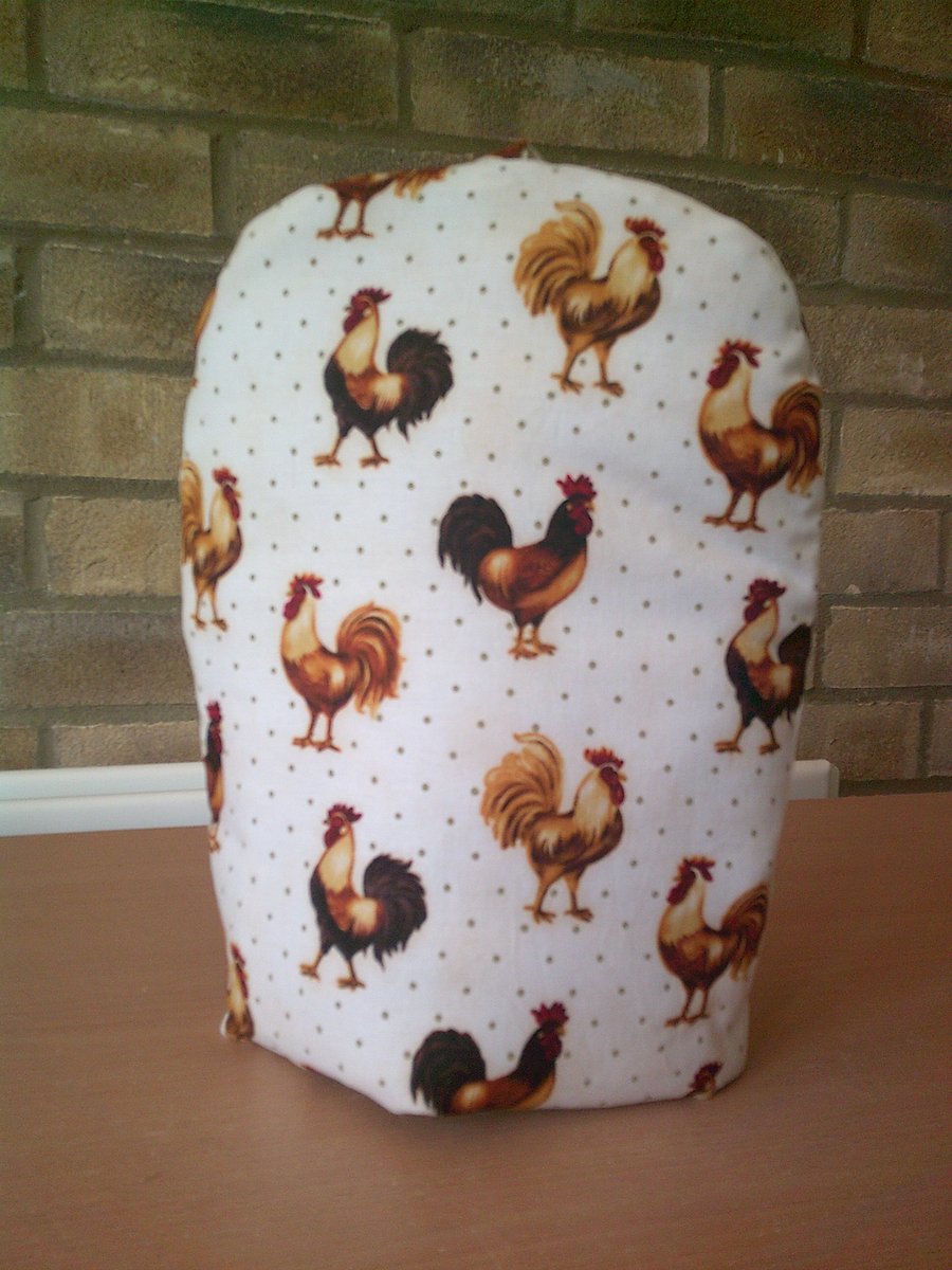 Small Coffee pot Cosy with cockerels on cream