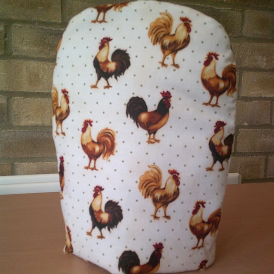 Small Coffee pot Cosy with cockerels on cream