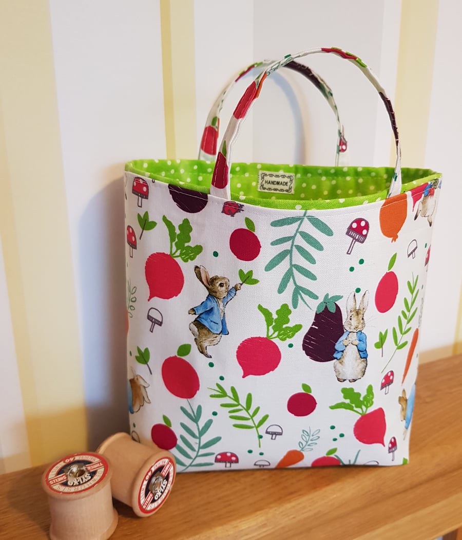 Reusable fabric gift bag: Peter Rabbit's vegetables