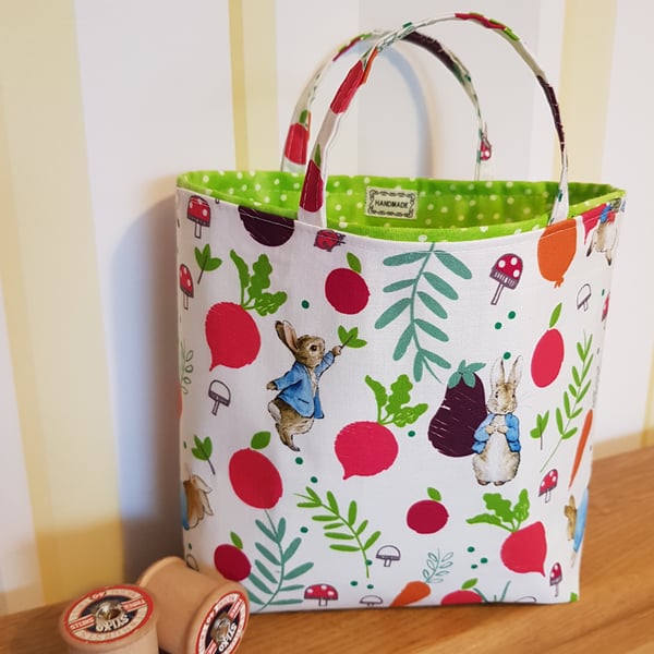 Reusable fabric gift bag: Peter Rabbit's vegetables