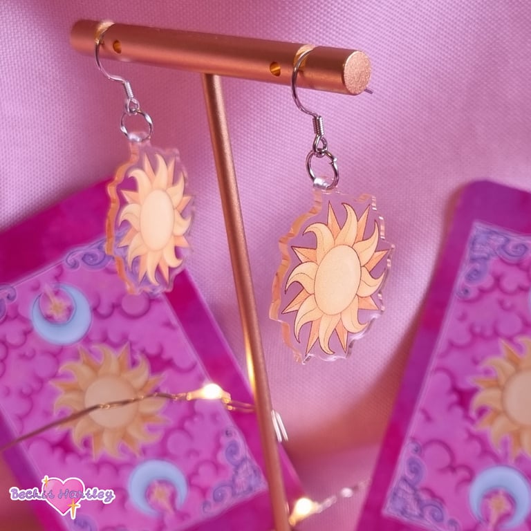 Sunburst Acrylic Earrings - Hook Earrings - Illustrated Accessories, Jewellery