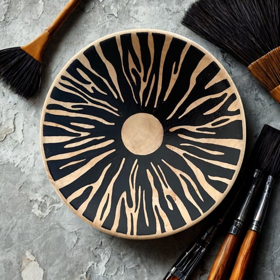 Hand Turned Wooden Bowl - Zebra Print - 5th Anniversary Wooden Gift- Unisex Gift