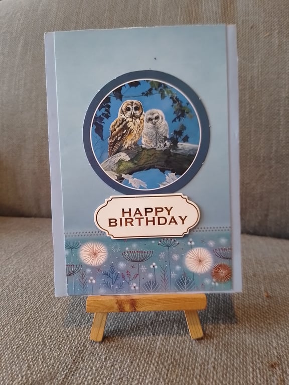 Owls Roosting Birthday Card
