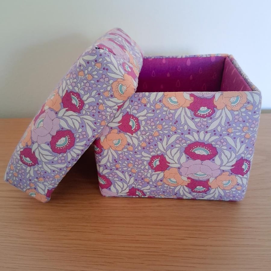 Floral fabric covered trinket box