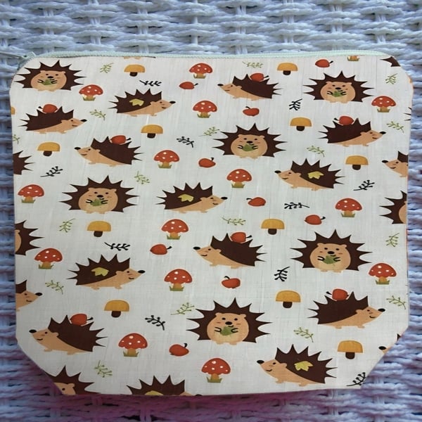 Woodland Hedgehogs Make Up Bag or Large Pencil Case.