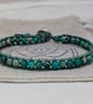 Green sea sediment jasper and leather bracelet with button fastener  - Image 4