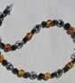 Black Onyx, Faux Amber & Hematite Heart Gemstone Beaded Statement Necklace,  - Image 4
