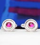 Handmade sterling silver cufflinks, pink corundum gemstones, stone choice  - Image 4