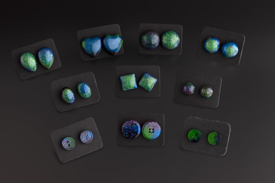 Aurora borealis studs from The Shetland Islands.