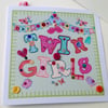 New Baby Twin Girls,Printed Appliqué Design, Handmade,Can Be Personalised.