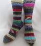 Hand-cranked Frankensox Knitted Ribbed Wool Socks Size 8 to 9