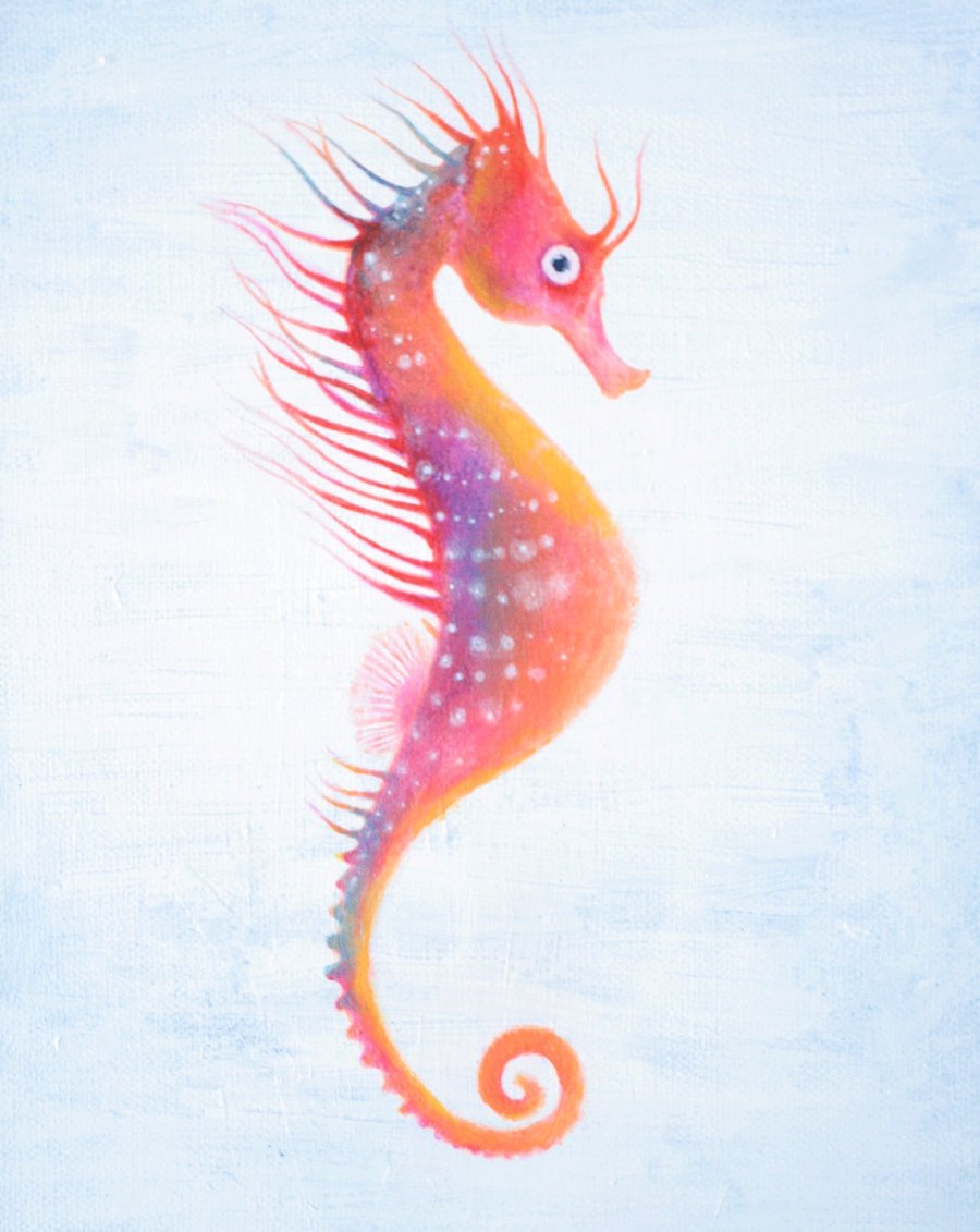 Rainbow Seahorse Original Acrylic Painting