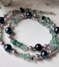 Designer Rainbow Fluorite & Shell Pearl Necklace  - Image 5