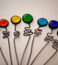 Stained glass flower pot plant stake, all rainbow colours sun catcher, plant acc - Image 1