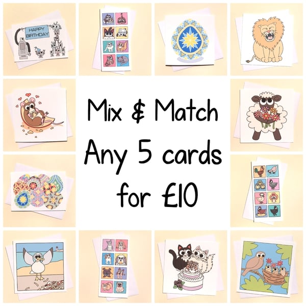 Card Pack Mix and Match - any 5 greeting cards