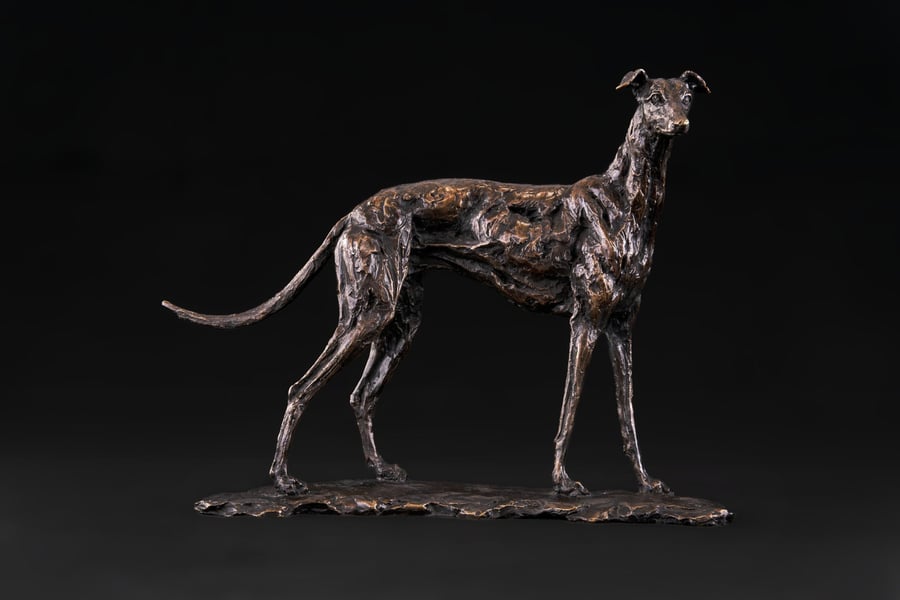 Foundry Bronze Standing Greyhound Animal Statue Small Bronze Metal Sculpture