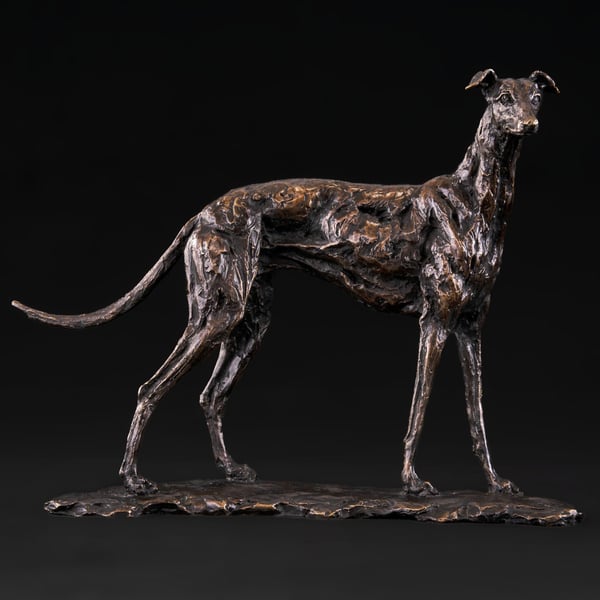Foundry Bronze Standing Greyhound Animal Statue Small Bronze Metal Sculpture