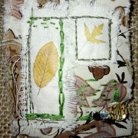 Leaf brooch scrap fabric