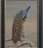 Peacock , Bird Oil Painting, Original Framed Artwork full of colour