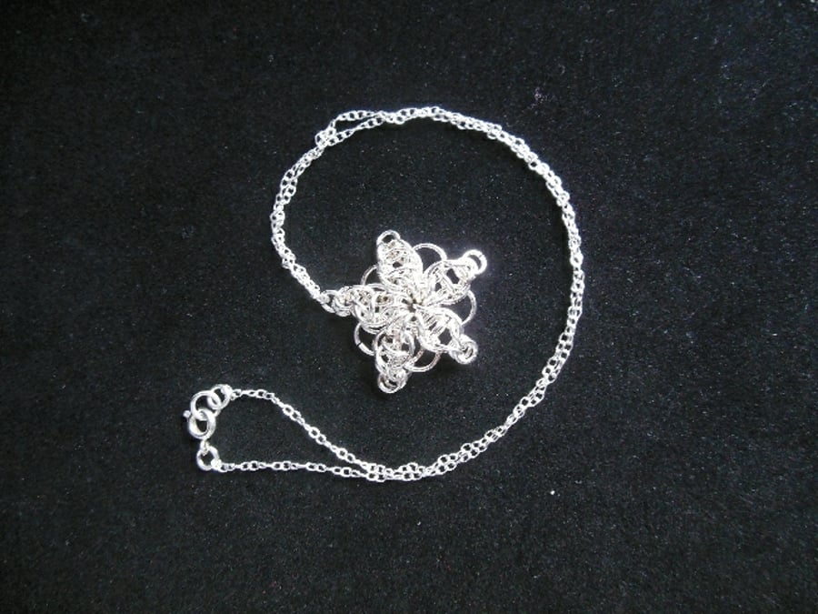 Chain mail snowflake pendant