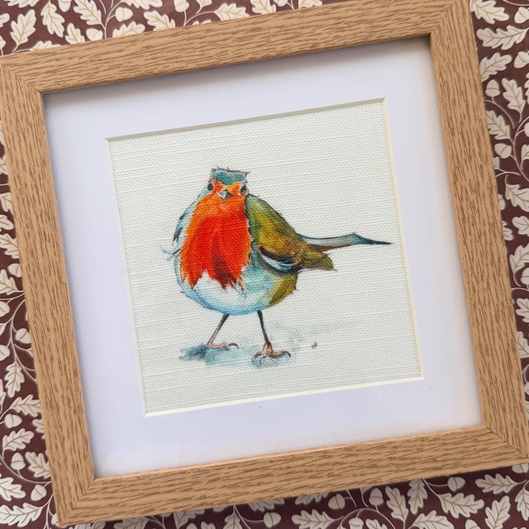 Favourite Robin Textile Framed Print 