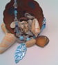 Necklace with Blue and Clear Bicone Beads and a Shell Pendant, Blue Pendant - Image 7