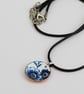Blue floral enamel pendant - Image 2