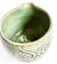 Matcha Bowl with Bamboo Scoop - Hand Thrown Stoneware Ceramic Green Glazed Mug  - Image 5