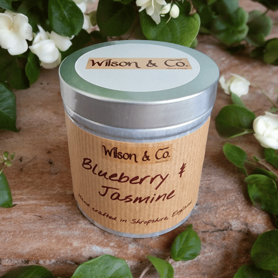 Blueberry & Jasmine Scented Candle in a tin 230g